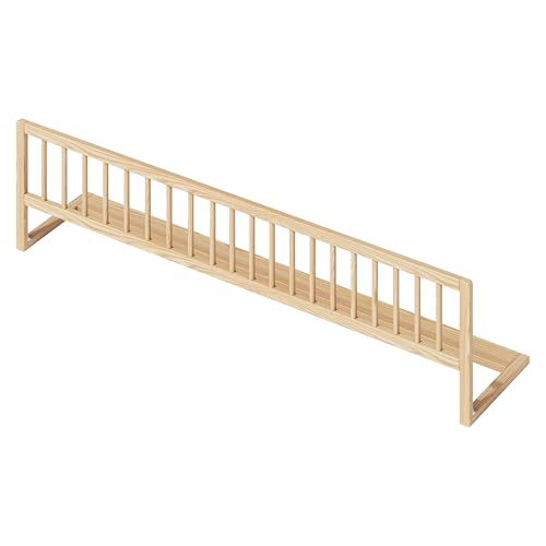 Bellabino Yuna Rausfallschutz – Kinder Bettschutzgitter 140 cm breit – aus Kiefer Massivholz Natur – klappbares Bettgitter für Kinderbett &...