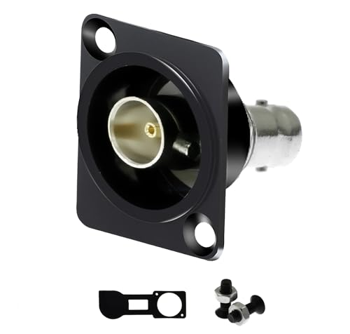 Conector de panel BNC D-Type 75 Ohm Negro miniatura 1