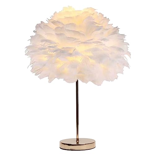 Plume Lampe de Table Chambre Lampe De Chevet Créative Romantique Simple Moderne Veilleuse Chaude Lumière Décorative Plume Bureau Abat-Jour