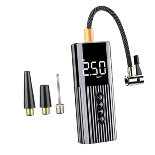 Uonlytech 1 Pc inflador bomba de aire portátil compresor de aire portátil - Compresor portátil recargable sin cable bomba inflable de aire bomba de aire de neumáticos motor metalico Black
