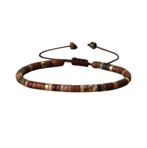 RIVALUXE | Handcrafted Picasso Jasper Beaded Bracelet | Adjustable Natural Stone Bracelet with Brass Accents-image-24