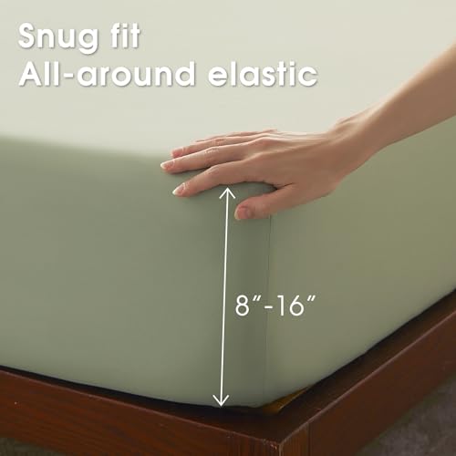 Image of Twin Size 4 Piece Sheet Set - Comfy Breathable & Cooling Bed Sheets Set, Soft and Wrinkle Free, Deep Pockets, Easy & Secure Fit, Hotel Luxury Bedding - Oeko-Tex - Sage Green