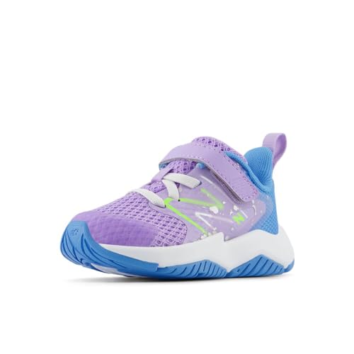New Balance Kids Rave Run V2 Bungee Shoe, Lilac Glo/Sky Blue/Pixel Green, 6 US Unisex Toddler