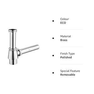 Ruhe® Brass Bottle Trap for Washbasins | Bottle Trap With Wall Flange and 12 Inches Pipe | Chrome Finish Bottle Trap for Basins and Sinks