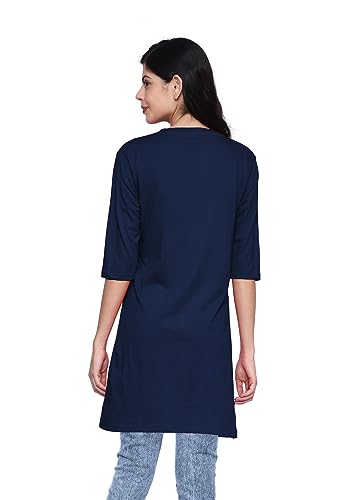 Image of Women's 100% Cotton Round Neck Long Top Printed Dress