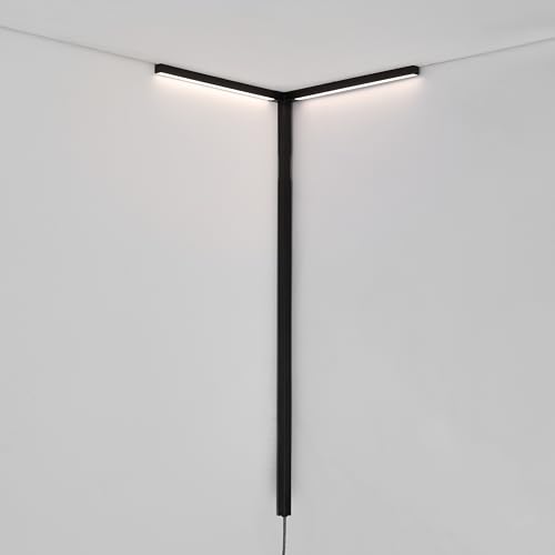 Image of JONATHAN Y 18.25 inch Black 2-Light Metal Integrated LED Sconce, Modern Minimalist Plug-in Wall Lamp for Ceiling Corner, App and Remote Control, Dimmable, ETL Listed JYL9552A