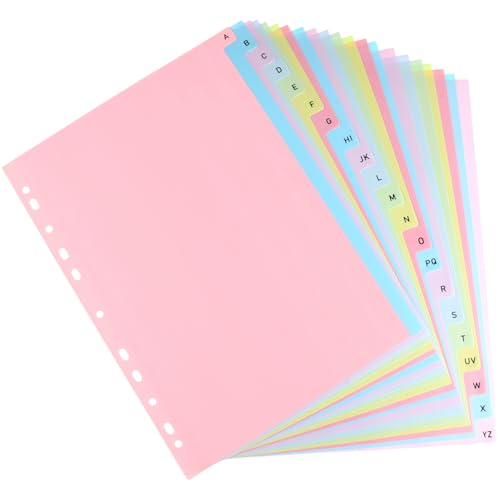 Intercalaires de A à Z en plastique multicolore Lot de 21 format lettre