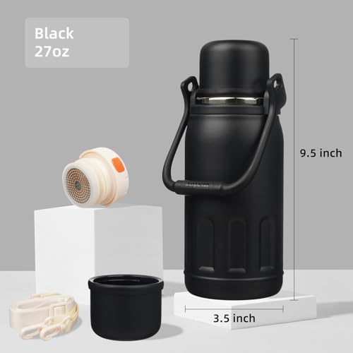Image of Konokyo 27oz Thermos for Cold Drinks, Insulated Water Bottle, Black