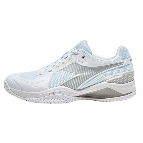 Diadora Men's Blushield Torneo 3 All Ground Tennis Shoe (White/Silver, 8.5)