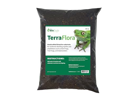 The Bio Dude Terra Flora Bioactive Reptile or Amphibian Substrate 18 quarts for terrariums and vivariums. Great for Poison Dart Frogs, Red Eye Tree Frogs, Crocodile Skinks and Other habitats