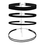 Black Choker Necklace for Women, 4 Pcs Adjustable Gothic Classic Collar Chokers, Velvet Necklaces Suitable for Girls and Women of All Ages