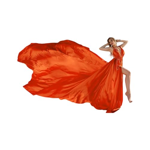 Robe volante orange sans manches dotée de bretelles réglables