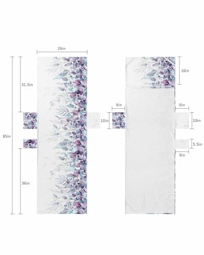 Weeping Purple Aqua Botanical Beach Lounge Chair Towel Cover, Soft Chaise Lounge Towel with Side Pockets Patio Pool Chairs Cover for Beach/Pool Sunbathing 29x85 Spring Eucalyptus Leaves