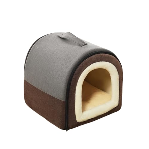 【GUIXIAOGUO】犬 猫 ベッド 猫用ハウス ドームハウス ペットベッド 冬用 ペット マット 洗える 犬ハウス 室内 冬 ふわふわ 暖か おしゃれ ドーム型 半閉鎖型 超小型犬 小型犬室内 (秋冬/グレー) (グレー,S)