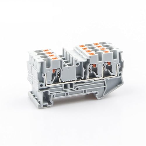 PT 4-Twin 3 Terminal Block Din Rail Mount Conductors Push in Spring Screwless Feed Through Wire Conductor 10pcs Wire Connector