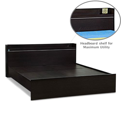 Image of DELITE KOM Plum Engineered Wood Queen Without Box Bed (Finish Color Flowery Wenge Delivery Condition Knockdown)