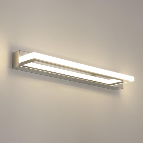 Toolight Lámpara LED de Espejo 9W 800LM, 42cm Lámpara de Baño Blanco Neutro 4500K, Lámpara LED de Pared Moderno Apliques Espejo de Baño LED, Plata, 220V
