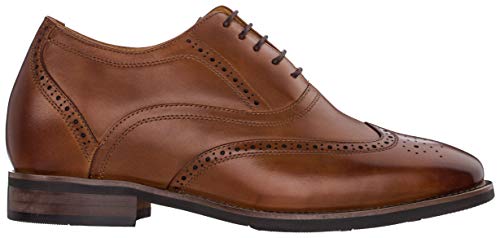 Image of CALTO - G60101-2.6 Inches Taller - Height Increasing Elevator Shoes (Dark Brown Lace-up Wing-tip) (8 D(M) US)