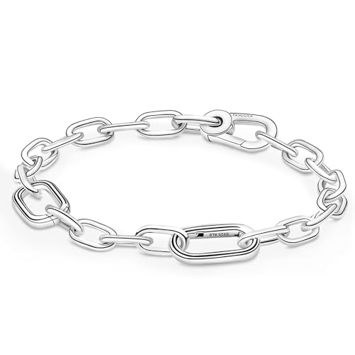 APUUESN Büroklammer Charms Anhänger Armband Verschluss 23CM Damen,ME Charm Moments Armbänder Sterling Silber S925,Schlangenkette Fake Bracelet,Armreif Schmuck,Geschenk für Frauen Geburtstag
