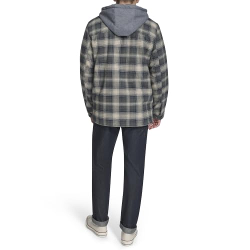 Image of Levi's mens Plaid Sherpa Lined Hooded Shirt Jacket (Regular & Big & Tall Sizes)
