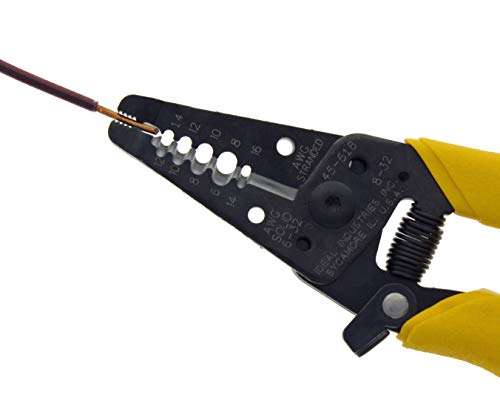 Image of IDEAL Electrical 45-618 Reflex Super T-Stripper - 8-116 AWG, Yellow, Wire Stripper, Plier Nose, Slide Lock, Textured Grips (Pack of 2)