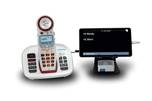 Clarity XLC8-GLT Captioning Telephone System - 50dB Amplified Cordless Phone with Captioning Tablet - Free, Automated Captions