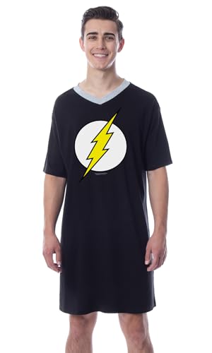 INTIMO DC Comics Mens' The Flash Logo Symbol Nightgown Sleep Pajama Shirt3