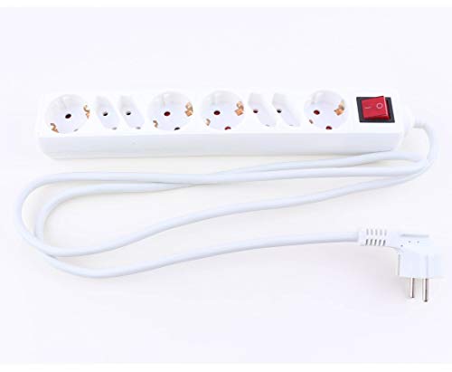 Bloc multiprise 8 prises Blanc avec interrupteur et câble – Distributeur de courant pour stand sous Répartiteur de distribution électrique pour Stands...