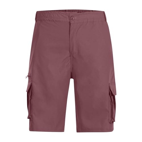 Image of Men Cargo Shorts Elastic Waist Outdoor Casual Shorts Stretch Drawstring Summer Baggy Joggers Short with Pockets