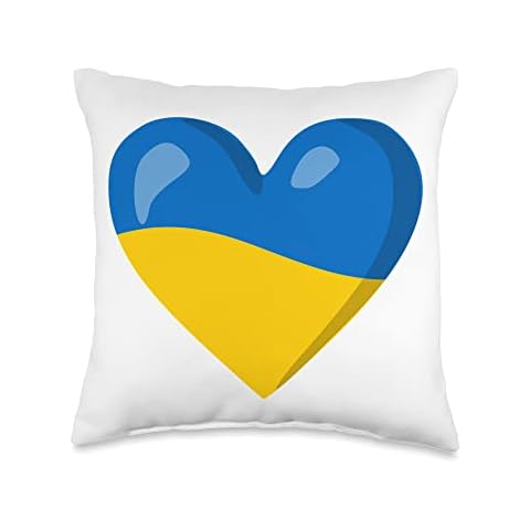 HIRQUITICKE Sunflower Ukrainian Flag Stand with Ukraine Throw Pillow, 16x16, Multicolor Cover