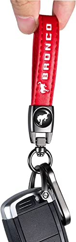 Sdshsm Genuine Leather Car Keychain For Ford Bronco Key Ring For Men And Woean,Car Key Chain Accessories Family Present Red #TOP3
