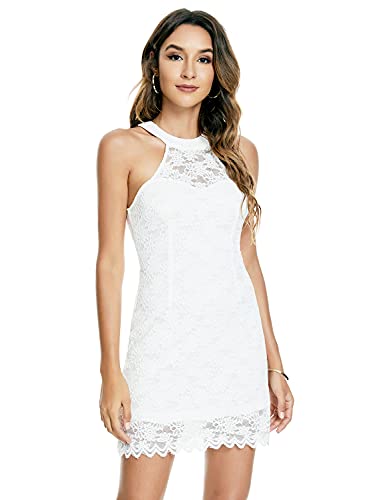 Image of Atnlewhi Womens Vintage Lace Floral Off Shoulder Elegant Swing Dresses A-line Mini Dress for Party Cocktail Wedding