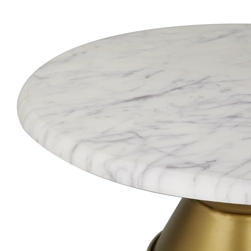 CosmoLiving by Cosmopolitan Ceramic Decorative Cake Stand Cake Plate with Gold Base, Stand 14" x 14" x 7", White - Image 5