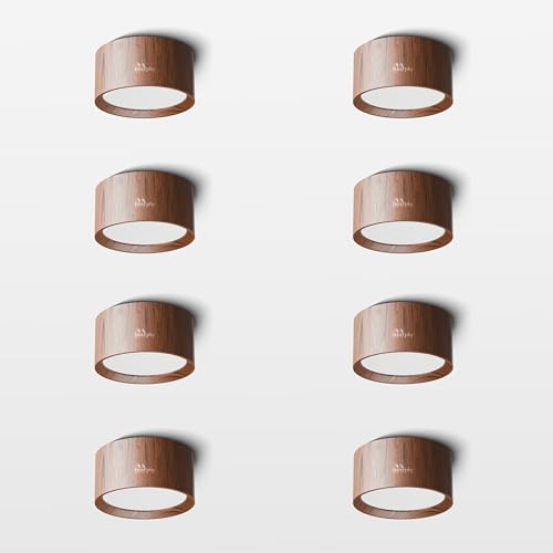 Image of Murphy 3W LED Disc Surface Light Wood Finish | Warm White 3000K | Up to 300 Lumens | Aluminium Body | BIS Approved | 2 Year Warranty | Pack of 8