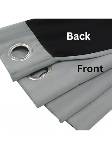 Image of 100% Blackout Curtains for Window- 6 Feet (Pack of 1) | Black Back Coated Fabric |Heat & Noise Insulation | Eyelet Curtains for Living Room & Bedroom |Grey