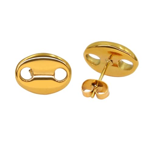PAURO Femme Acier Inoxydable Boucles D'oreilles Simples et Polies en Grains de Café Or 8MM
