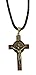 CATHOLICA SHOP San Benito Saint St. Benedict Wooden 1.6" Cross Crucifix Pendant Cord Necklace - 13.5"