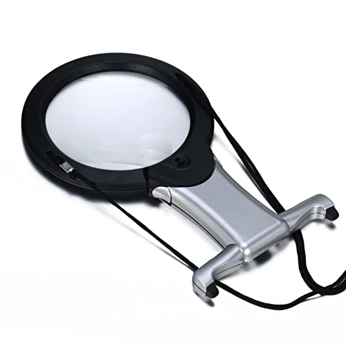 Lente d'ingrandimento a mani libere LED lente d'ingrandimento illuminata 5X 2.5X lente d'ingrandimento da lettura lente d'ingrandimento da indossare per gli anziani cucito ricamo