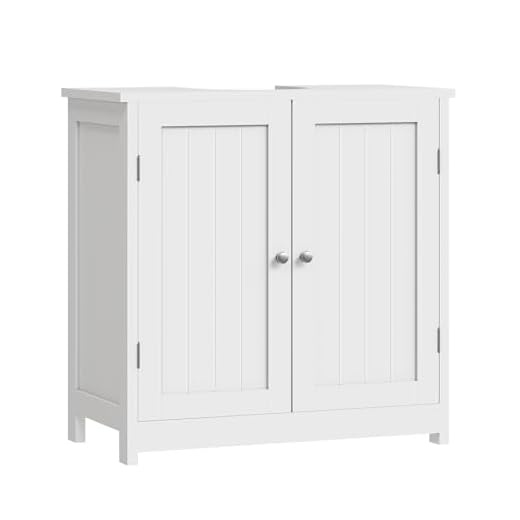 WOLTU Meuble sous lavabo de Salle de Bain en MDF 60x60x30cm Meuble de Rangement Blanc