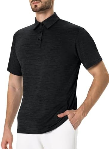 Polo Shirts for Men - Quick Dry Moisture Wicking Black Short Slee...