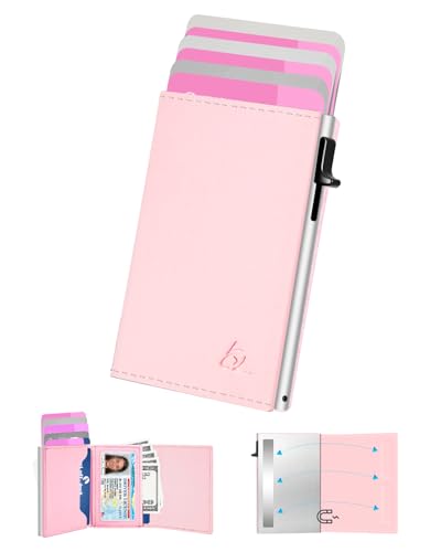 Image of dwnkove Womens Wallet Card Holder - Pop Up Aluminum Case, Premium Flexible Leather, Smart Wallet for Women, RFID Blocking, Slim, Minimalist, Front Pocket - 9-14 Card Capacity | ID Window | Cash Slot