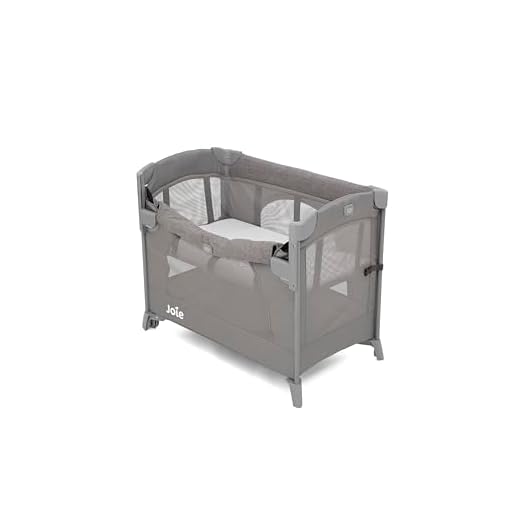 Joie Kubbie Sleep Baby Playpen - Playard/Folding Baby Bed Cum Cot/Convertible Crib, Birth to 3 Years, with One Side Drop Down and Zip Open Entry/Exit, Including Cradle Connect Strap - Foggy Grey