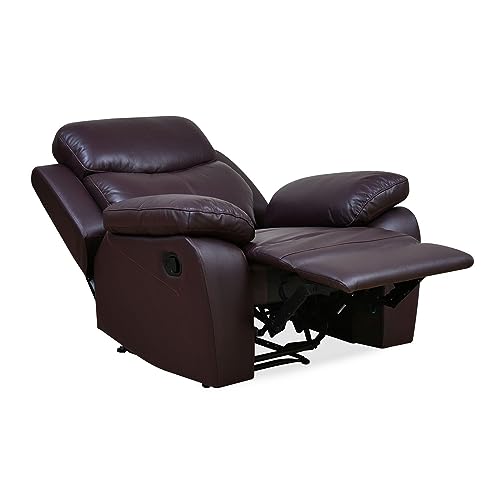 Image of Torque - Weston 1 Seater Leatherette Manual Recliner | Recliner Sofa /Chair for Living Room, Bedroom, Office (Brown) | 1 Year Warranty