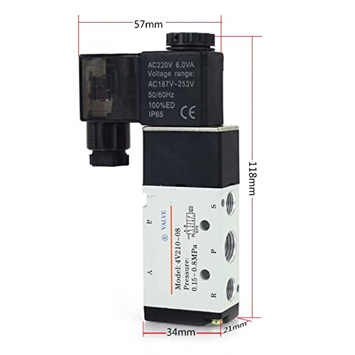 Électrovanne pneumatique 4V210-08 DC24V 5 voies 2 positions - 7