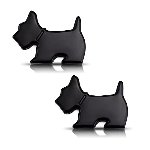 Image of YSY 2Pcs Head Front Dog Emblem Totem Logo Badge Car Sticker Auto Decoration Car Body Decal Automobile Accessories(A) (3D Dog, Black)