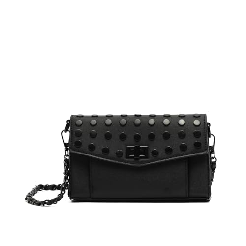 MISAKO Danbai bolso bandolera pequeño con solapa y detalles metálicos Mujer - Danbai Negro 12x20x4 cm