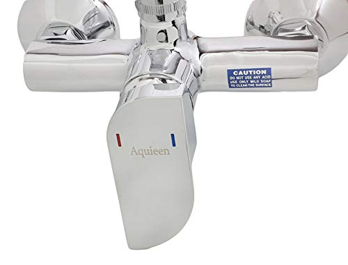 Image of Aquieen Wall Mounted Single Lever Sink Mixer with Provision for Hot & Cold Water with 360 Degree Rotating Hi-Neck Spout, Connecting Legs & Wall Flanges (Leaf)