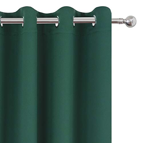 Image of LEMOMO Dark Green Thermal Blackout Curtains /52 x 95 Inch /Set of 2 Panels Room Darkening Curtains for Bedroom