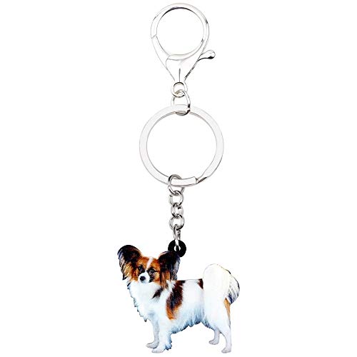 Preisvergleich Produktbild GPZEDCDB Schlüsselanhänger Schlüsselring Acryl Papillon Hund Schlüsselanhänger Schlüsselbund Ringe Schmuck Für Frauen Mädchen Handtasche Auto Geldbörse Charms Anhänger Haustier Zubehör