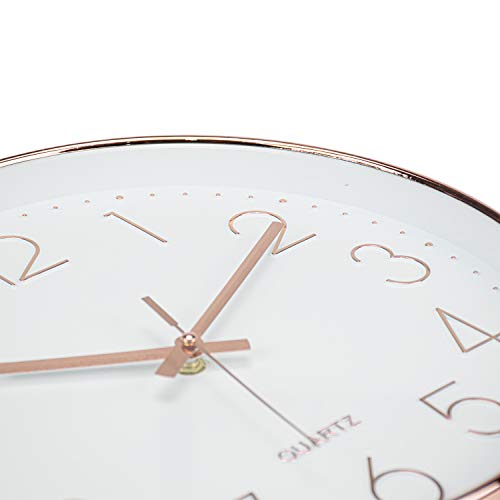 Tebery 12-Inch Silent Quartz Rose Gold Clock, Battery Operated Decorative Wall Clock For Living Room Home Office School #TOP5